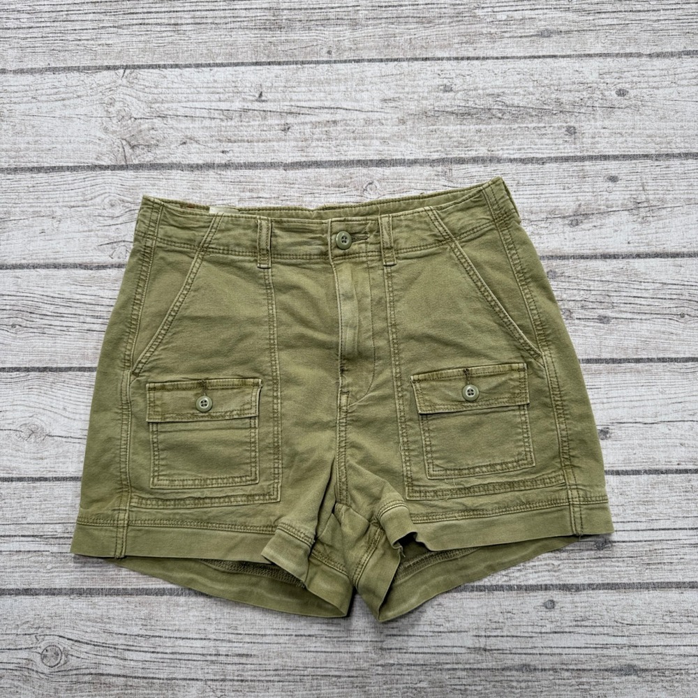 American Eagle Cargo Shorts Women's 4 Olive Green High Waisted Utility Hunting